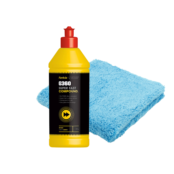 Farecla G360 Super Fast Schleif- und Polierpaste 500 g + 1 Mikrofasertuch Profi High Flor  SFC501