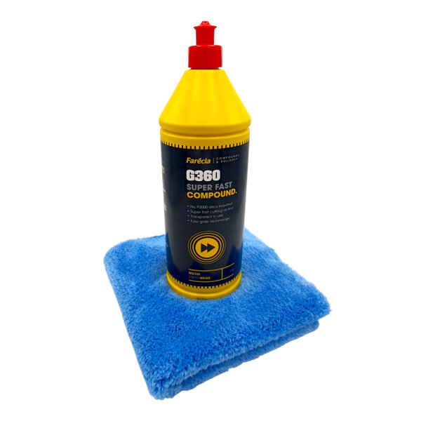 Farecla G360 Super Fast Schleif- und Polierpaste 1 kg + 1 Mikrofasertuch Profi High Flor SFC101