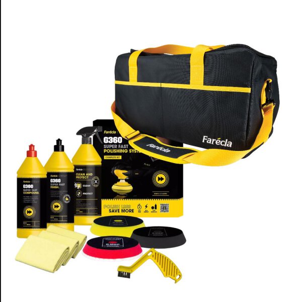 Farecla G360 Politurt Polieren Lackpolitur Autopolitur Super FastSystemStarter Set + Farecla Sporttasche KT3018