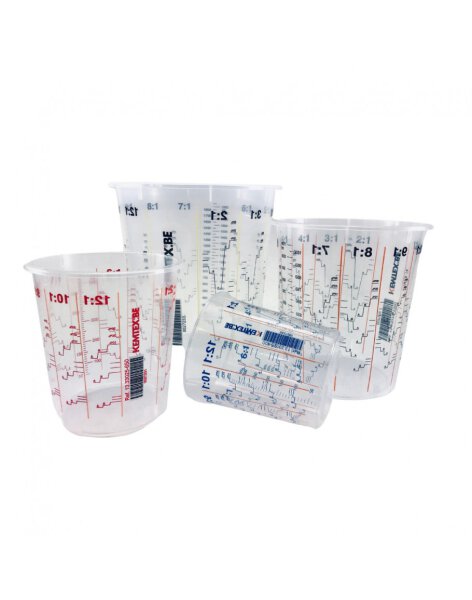 100 Mischbecher  400ml + 25 Deckel + 10 Rührstäbe Autolack Lackmischbecher Klarlack (0,15€/Einheit)